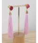 Pendientes borla rosa