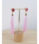 Pendientes borla rosa