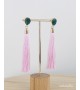 Pendientes borla rosa