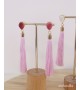 Pendientes borla rosa