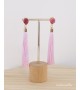 Pendientes borla rosa